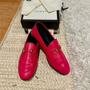 Gucci Brixton Hot Pink Leather Loafers